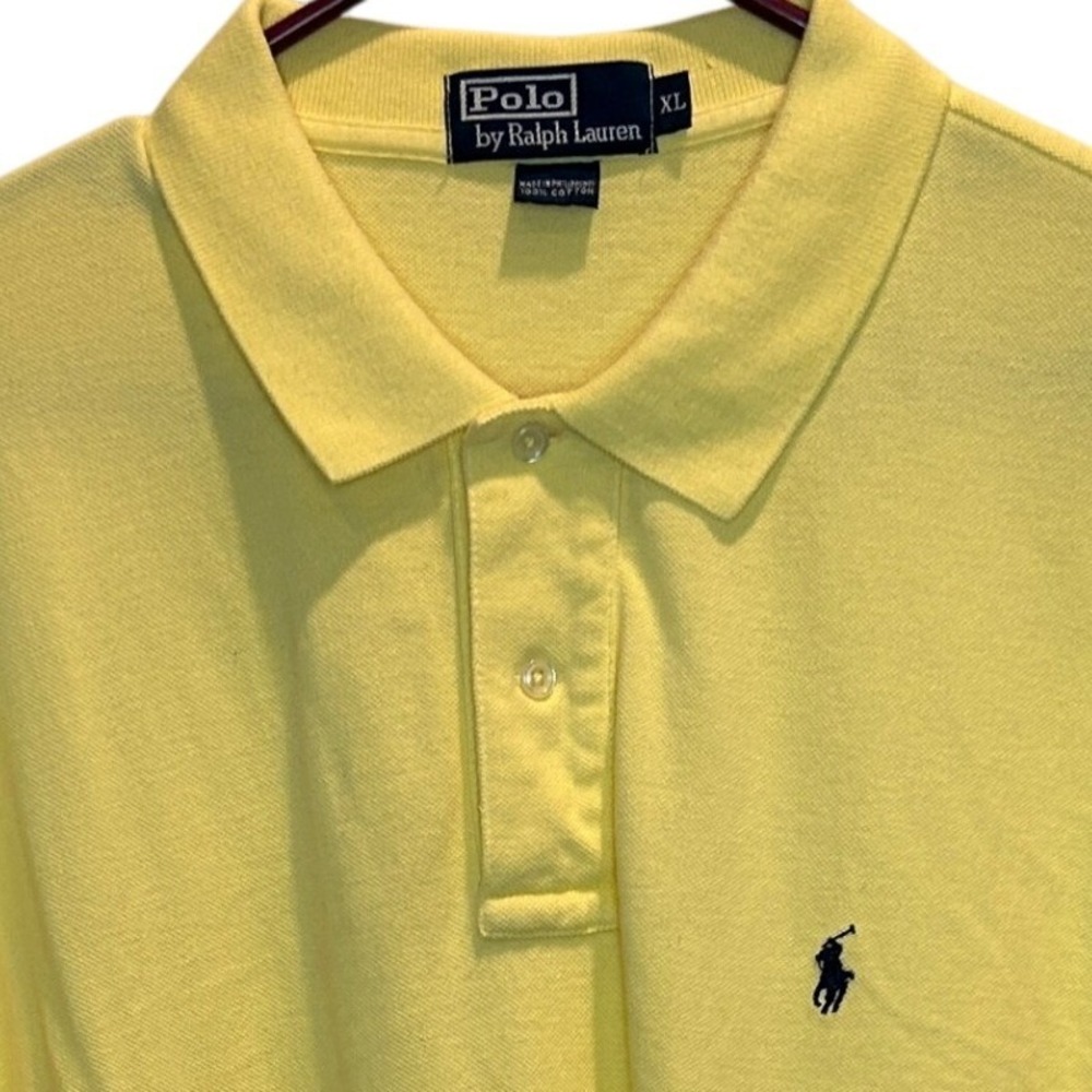 Polo Ralph Lauren XL Polo Shirt Men's Yellow Short Sleeve Cotton Pony Logo‎
